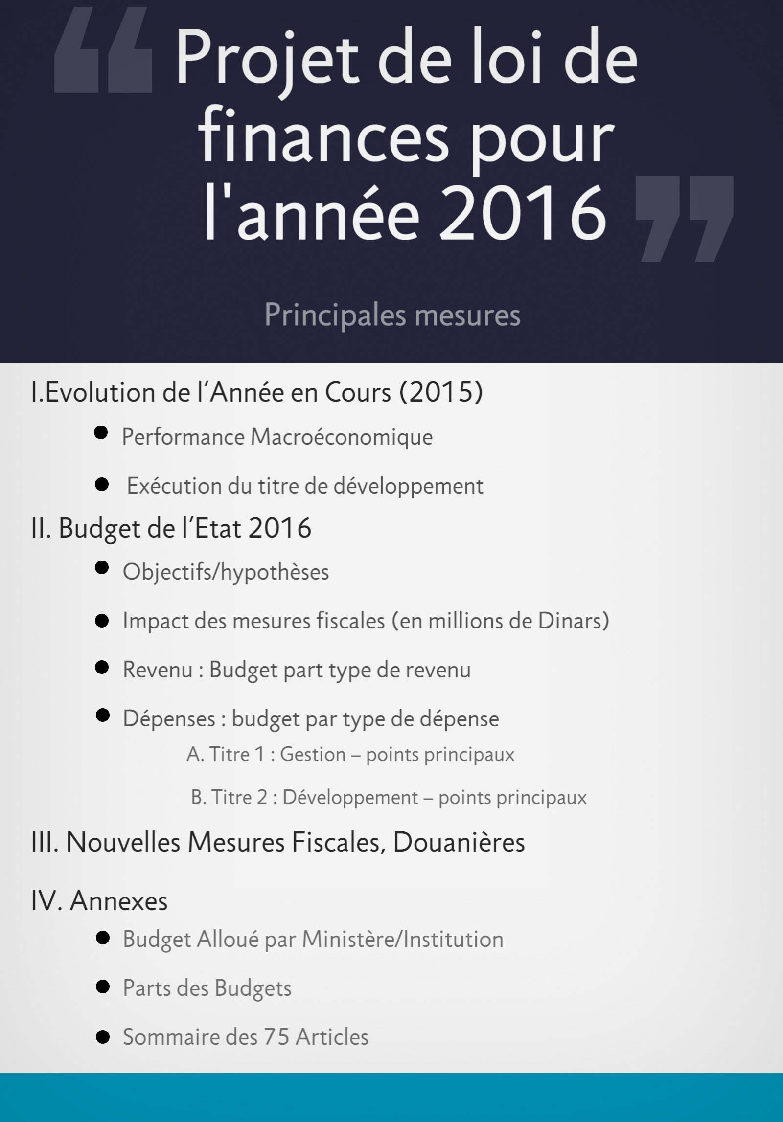 &mdash; Tunisie: Les principales mesures présentes dans la loi de finances pour l’année 2016